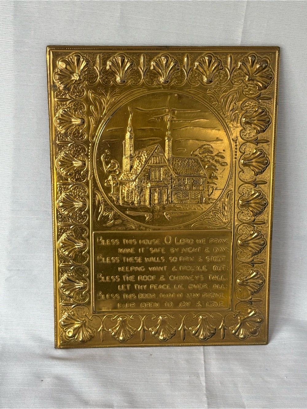 Gold Embossed House Plaque Wall Art - Decorative Blessing Panel